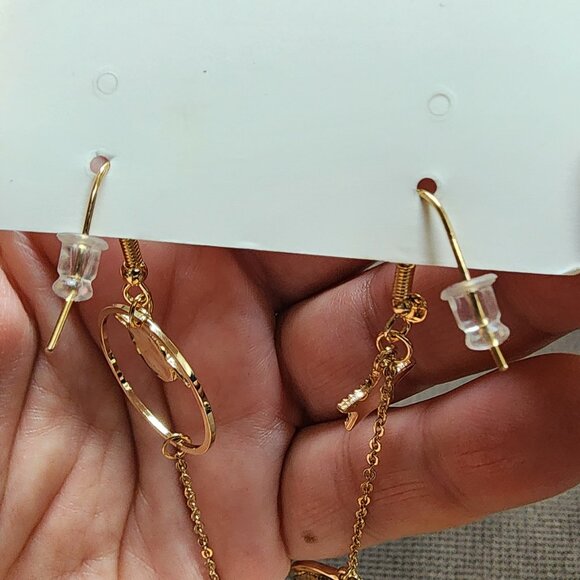 NWT Amazon Fashion Jewelry Blue/Gold Drop Dangle Earrings - Picture 9 of 10